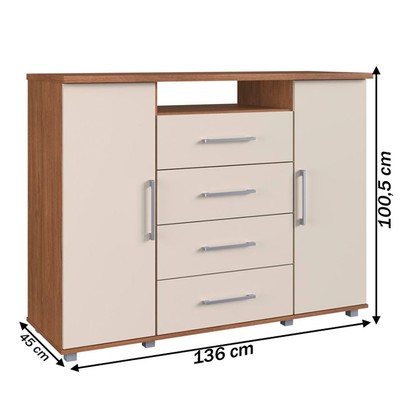 Cômoda Gold 2 Portas 4 Gavetas Freijó/Off White - Irm Móveis