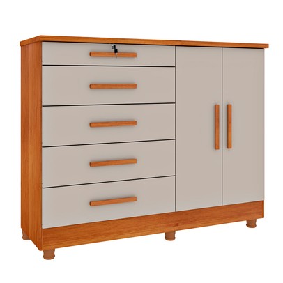 Cômoda Istambul 2 Portas 5 Gavetas Cinamomo/Off White - Tcil Móveis