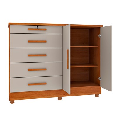 Cômoda Istambul 2 Portas 5 Gavetas Cinamomo/Off White - Tcil Móveis