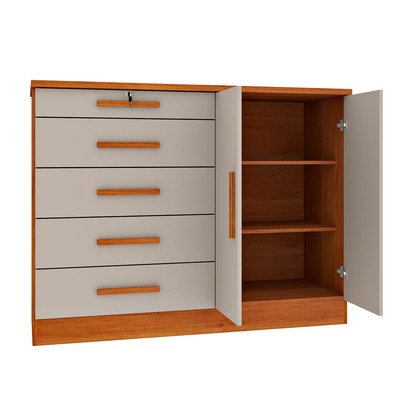 Comoda Istambul 2 Portas 5 Gavetas Cinamomo/Off White - Tcil Móveis