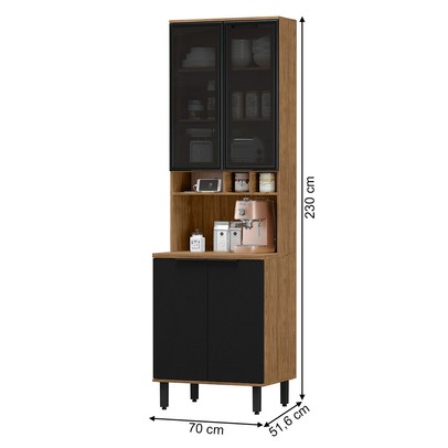 Paneleiro Toscana 100% Mdf 4 Portas Freijó/Nero - Mx Móveis