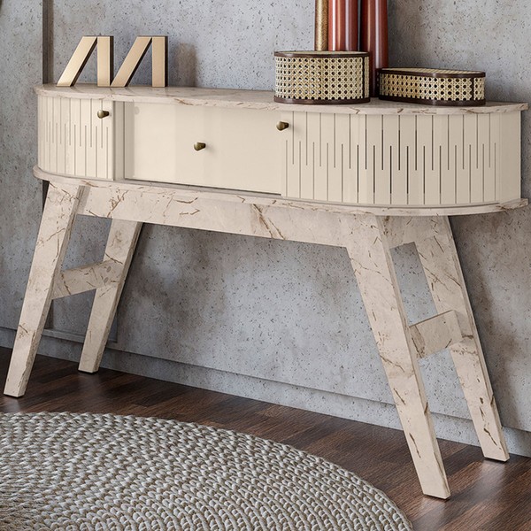 Aparador Estoril 2 Portas 1 Gaveta Calacata/Off White - Madetec