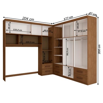 Guarda-Roupa Casal Paradise 10 Portas 6 Gavetas com Espelho Freijó - Panorama Móveis