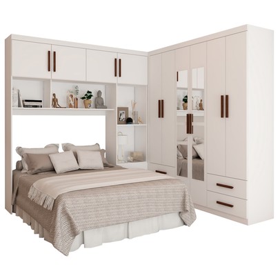 Guarda-Roupa Casal Paradise 10 Portas 6 Gavetas com Espelho Branco - Panorama Móveis