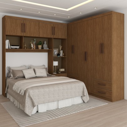 Guarda-Roupa Casal Modulado Paradise 10 Portas 6 gavetas freijó - Panorama Móveis