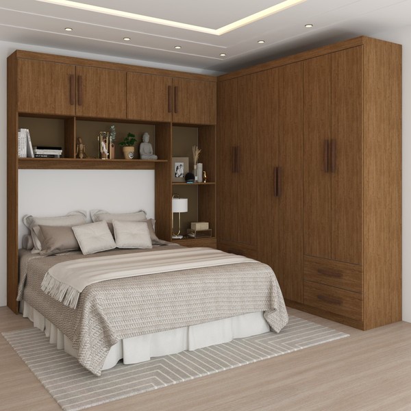 Guarda-Roupa Casal Modulado Paradise 10 Portas 6 gavetas freijó - Panorama Móveis