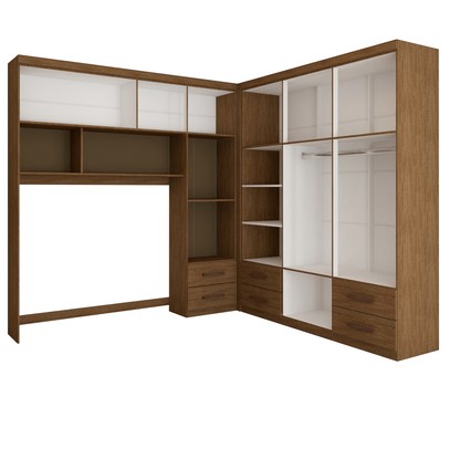 Guarda-Roupa Casal Modulado Paradise 10 Portas 6 gavetas freijó - Panorama Móveis