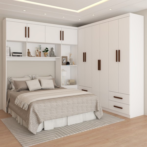 Guarda-Roupa Casal Modulado Paradise 10 Portas 6 gavetas branco - Panorama Móveis