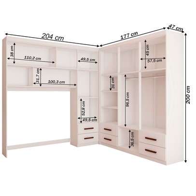 Guarda-Roupa Casal Modulado Paradise 10 Portas 6 gavetas branco - Panorama Móveis