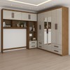 Guarda-Roupa Casal Modulado com Cama Paradise 10 Portas com Espelho 6 gavetas freijó/Off White - Panorama Móveis