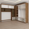Guarda-Roupa Casal Modulado com Cama Paradise 10 Portas com Espelho 6 gavetas freijó/Off White - Panorama Móveis