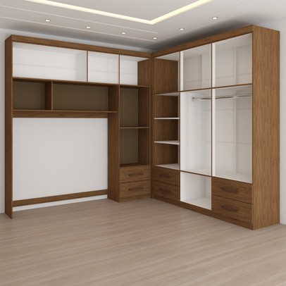 Guarda-Roupa Casal Modulado com Cama Paradise 10  Portas 6 gavetas freijó - Panorama Móveis
