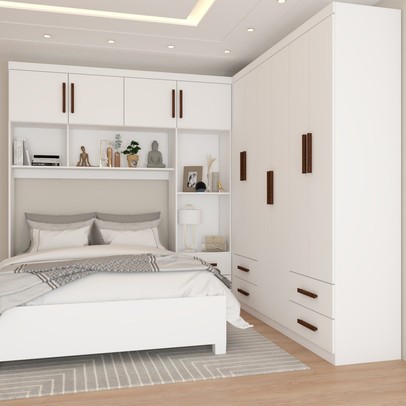 Guarda-Roupa Casal Modulado com Cama Paradise 10 Portas 6 gavetas branco - Panorama Móveis