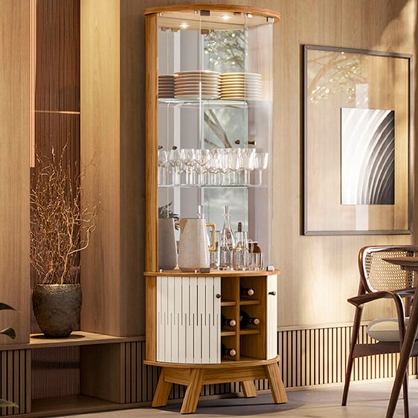 Cristaleira Marina 4 Portas Naturale/Off White - Madetec