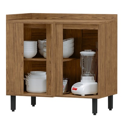 Balcão de Cozinha Toscana 100% Mdf 1 Porta Freijó/Nero - Mx Móveis