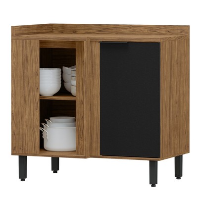 Balcão de Cozinha Toscana 100% Mdf 1 Porta Freijó/Nero - Mx Móveis