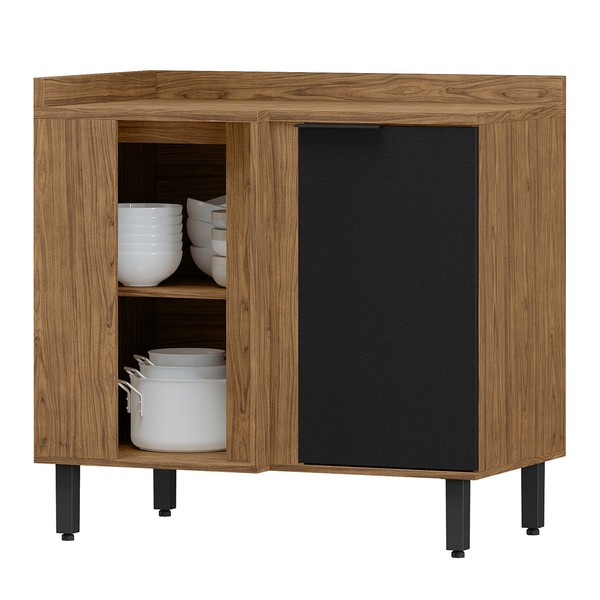 Balcão de Cozinha Toscana 100% Mdf 1 Porta Freijó/Nero - Mx Móveis