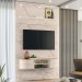 Rack com Painel para TV Até 65 Polegadas Monte Carlo 2 Portas Calacata/Off White - Madetec