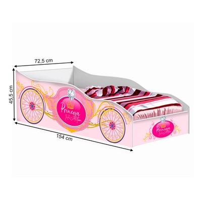 Cama Infantil Carruagem Rosa 1120 - Gabrielli Móveis