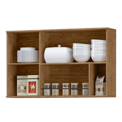 Armário Aéreo Cozinha Toscana 100% Mdf 2 Portas com Vidro Freijó - Mx Móveis