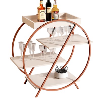 Bar Adega Luxo 3 Prateleiras Pérola/Bronze 4009 - Jb Bechara