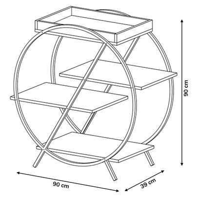 Bar Adega Luxo 3 Prateleiras Pérola/Bronze 4009 - Jb Bechara