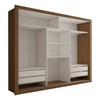 Guarda-Roupa Casal Carol 3 Portas de Correr com Espelho 4 Gavetas Freijó - Panorama Móveis