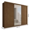 Guarda-Roupa Casal Carol 3 Portas de Correr com Espelho 4 Gavetas Freijó - Panorama Móveis