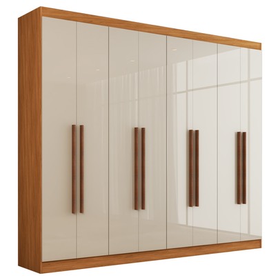 Guarda-Roupa Casal Ele e Ela 8 Portas 8 Prateleiras Cinamomo/Off White - Panorama Móveis