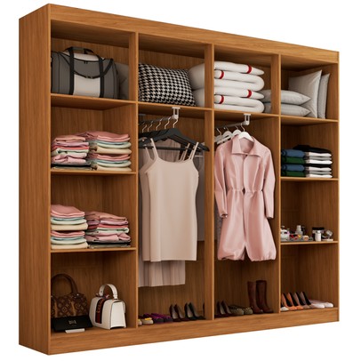 Guarda-Roupa Casal Ele e Ela 8 Portas 8 Prateleiras Cinamomo/Off White - Panorama Móveis