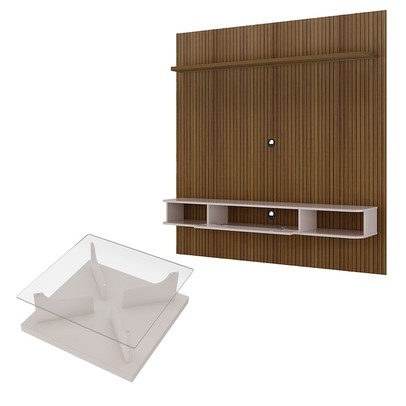 Sala de Estar Completa para TV Até 75 Polegadas Clara Pinho/Off White - Pnr Móveis