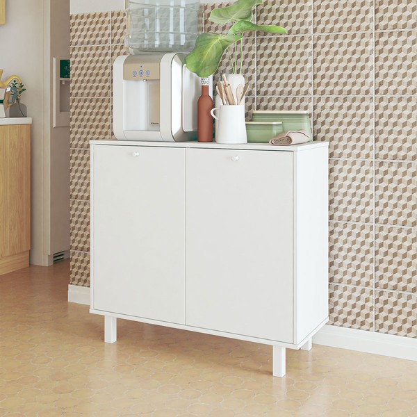 Armário de Cozinha 2 Portas 2 Prateleiras Branco 216 - Pnr Móveis