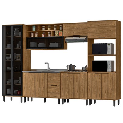 Cozinha Completa Serena 11 Portas 2 Gavetas 100% Mdf Freijó - Panorama Móveis