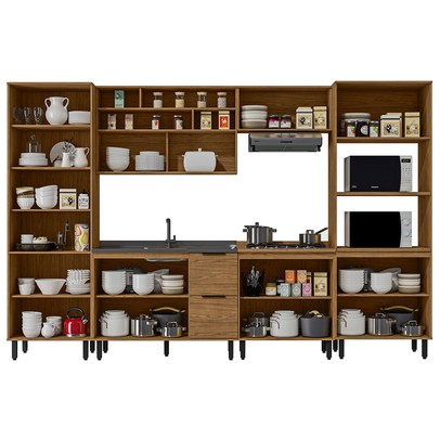 Cozinha Completa Serena 11 Portas 2 Gavetas 100% Mdf Freijó - Panorama Móveis