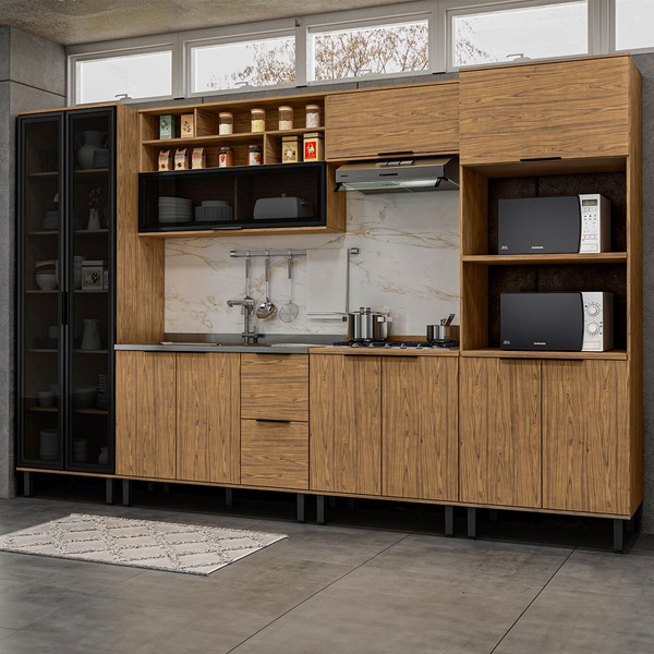 Cozinha Completa Serena 11 Portas 2 Gavetas 100% Mdf Freijó - Panorama Móveis