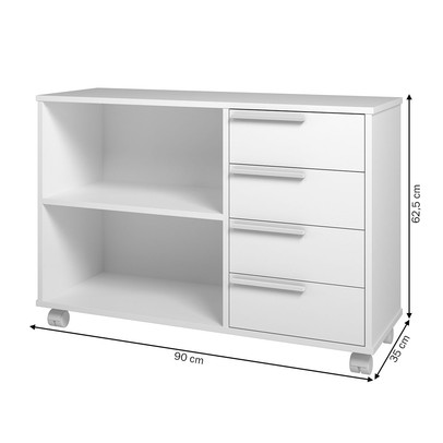 Armário de Banheiro 4 Gavetas 1 Prateleira Branco 240 - Pnr Móveis