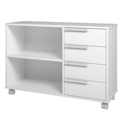 Cômoda Infantil 4 Gavetas 1 Prateleira Branco 340 - Pnr Móveis