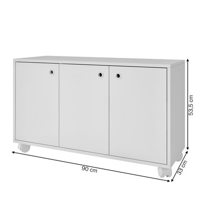 Armário para Escritório 3 Portas 1 Prateleira Branco 425 - Pnr Móveis