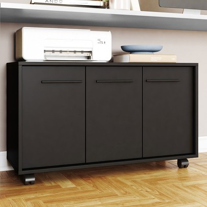 Armário para Escritório 3 Portas 1 Prateleira Preto 270 - Pnr Móveis