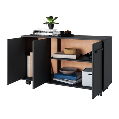 Armário para Escritório 3 Portas 1 Prateleira Preto 270 - Pnr Móveis