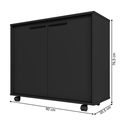 Armário para Escritório 2 Portas 2 Prateleiras Preto 414 - Pnr Móveis