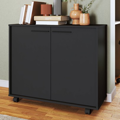 Armário para Escritório 2 Portas 2 Prateleiras Preto 414 - Pnr Móveis