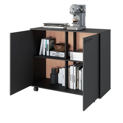 Armário para Escritório 2 Portas 2 Prateleiras Preto 414 - Pnr Móveis