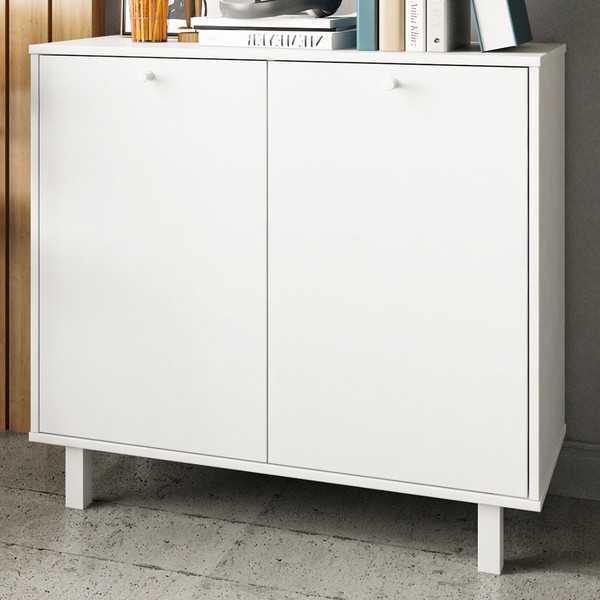 Armário para Escritório 2 Portas 2 Prateleiras Branco 416 - Pnr Móveis