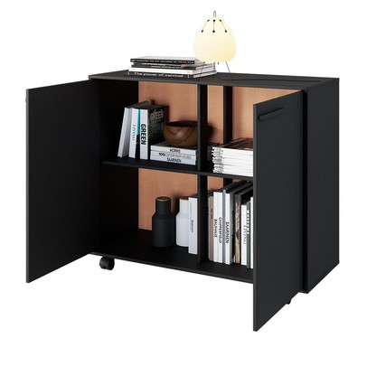 Armário para Escritório 2 Portas 2 Prateleiras Preto 514 - Pnr Móveis