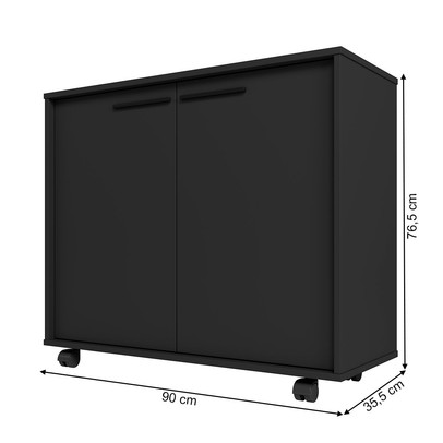 Armário para Escritório 2 Portas 2 Prateleiras Preto 514 - Pnr Móveis