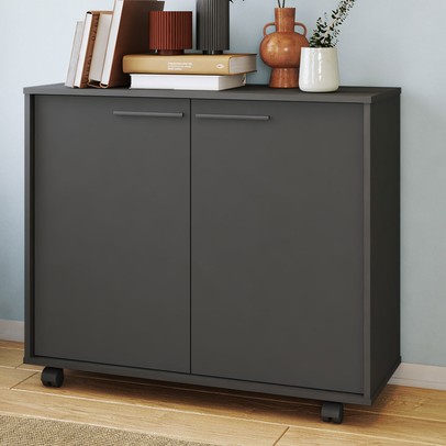 Armário para Escritório 2 Portas 2 Prateleiras Preto 514 - Pnr Móveis