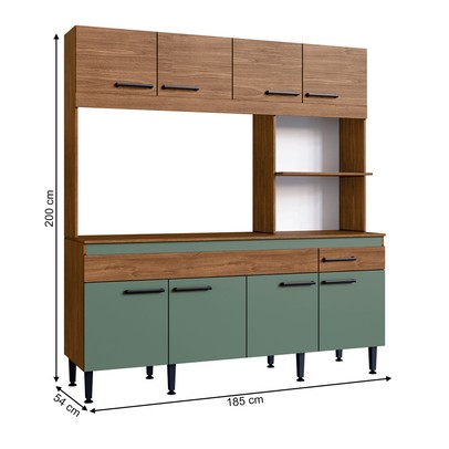 Cozinha Compacta Luisa 8 Portas 1 Gaveta Freijó/Oliva - Irm Móveis