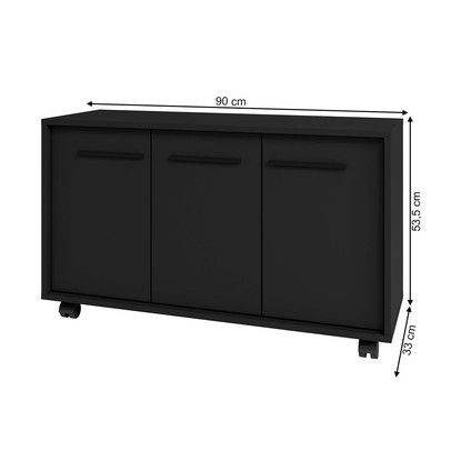 Rack para TV Até 40 Polegadas 3 Portas Preto 370 - Pnr Móveis