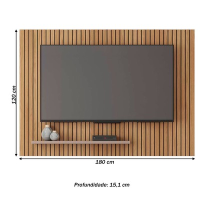 Painel para TV Até 70 Polegadas com Ripado 3d Aegon Buriti/Fendi - Caemmun